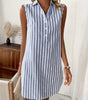 Robe Chemise Rayée en Coton sans Manches pour Femmes - Emilia Lane