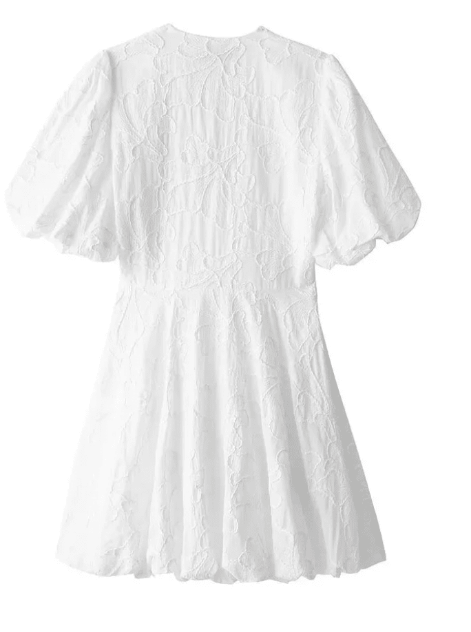 Robe Courte en Coton Embroide à Manches Bouffantes pour Femmes - Emilia Lane