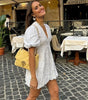 Robe Courte en Coton Embroide à Manches Bouffantes pour Femmes - Emilia Lane