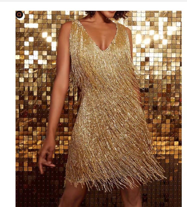 Robe de soirée à franges silhouette flatteuse élégante - Emilia Lane