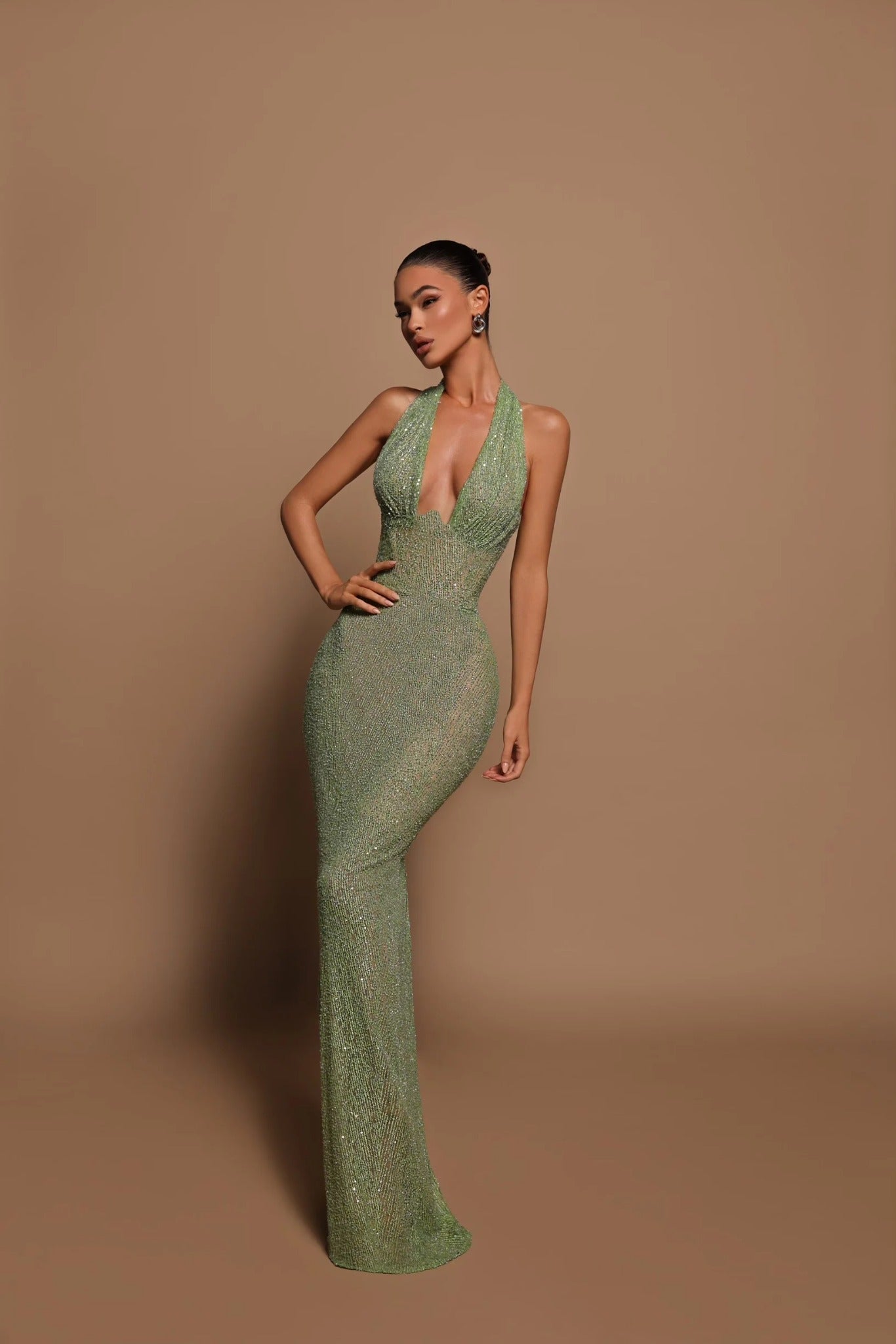 Robe de soirée moulante verte pour femmes - Emilia Lane