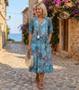Long Dress with Short Sleeves and V-Neck for Women | Ideal for Summer