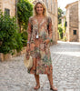 Long Dress with Short Sleeves and V-Neck for Women | Ideal for Summer