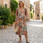 Long Dress with Short Sleeves and V-Neck for Women | Ideal for Summer