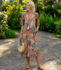Long Dress with Short Sleeves and V-Neck for Women | Ideal for Summer