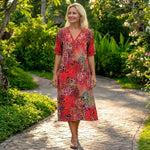 Long Dress with Short Sleeves and V-Neck for Women | Ideal for Summer