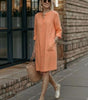 Robe Droite Femme en Lin et Coton avec Boutons et Poches - Emilia Lane