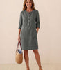 Robe Droite Femme en Lin et Coton avec Boutons et Poches - Emilia Lane
