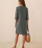 Robe Droite Femme en Lin et Coton avec Boutons et Poches - Emilia Lane