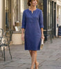 Robe Droite Femme en Lin et Coton avec Boutons et Poches - Emilia Lane