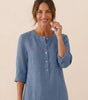 Robe Droite Femme en Lin et Coton avec Boutons et Poches - Emilia Lane