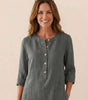 Robe Droite Femme en Lin et Coton avec Boutons et Poches - Emilia Lane