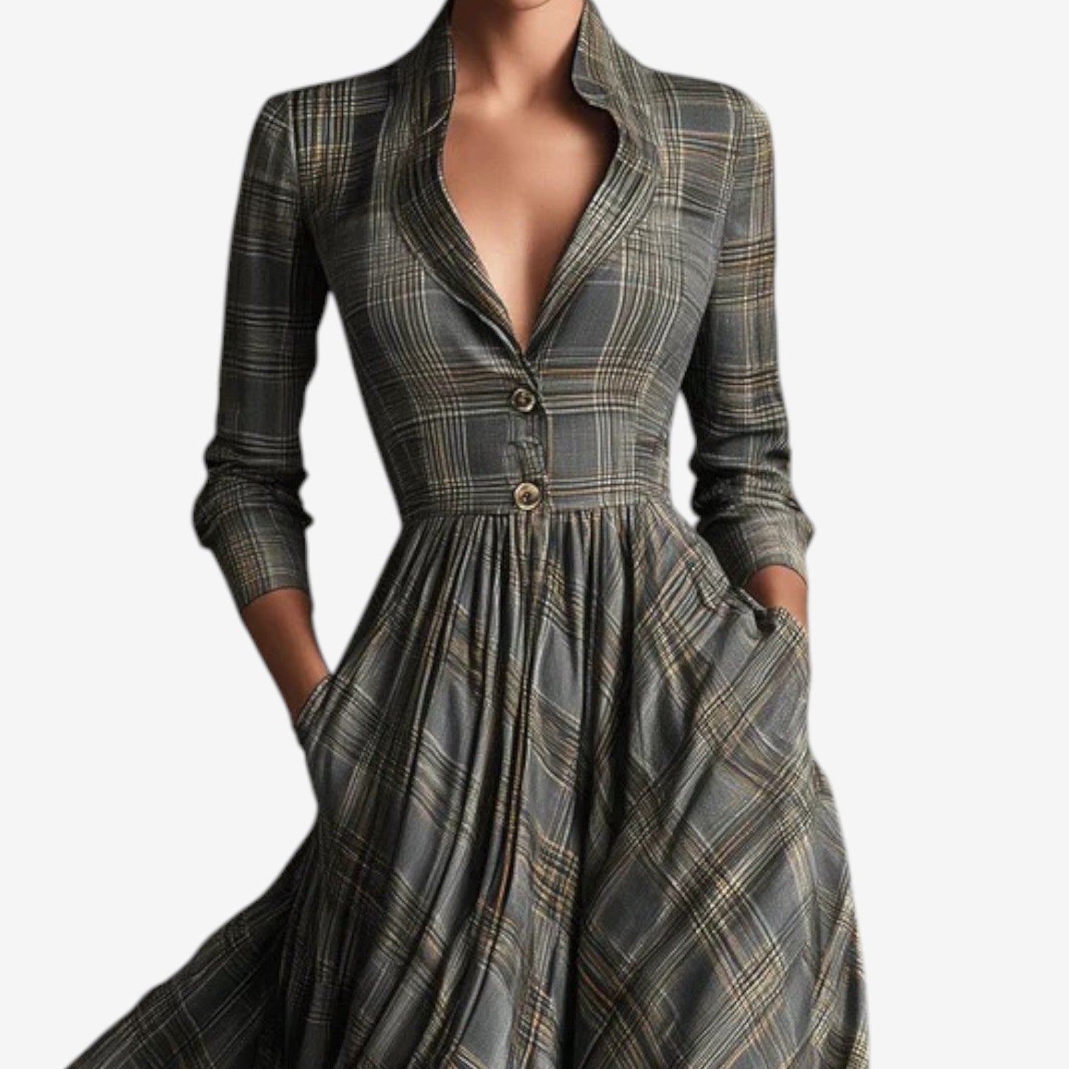 Robe longue à carreaux pour femmes - Emilia Lane