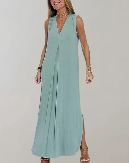 Robe longue à col en V pour femmes - Emilia Lane