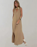 Robe longue à col en V pour femmes - Emilia Lane