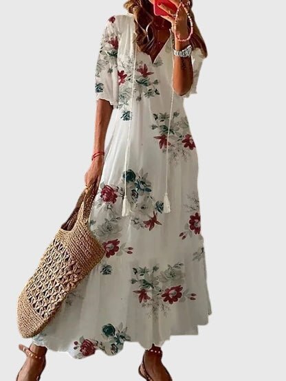 Robe Longue à Col V pour Femmes - Emilia Lane