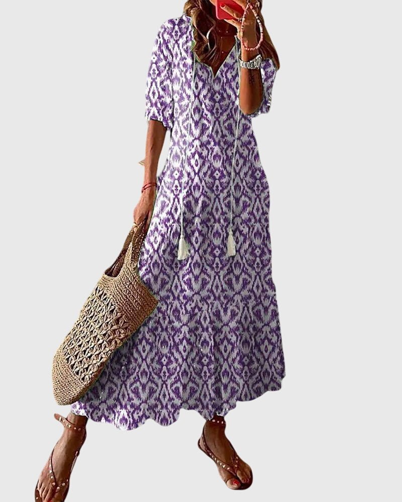 Robe Longue à Col V pour Femmes - Emilia Lane