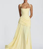Robe Longue à Encolure Carrée et Drapé Latéral pour Femme | Idéale pour l'Été - Emilia Lane