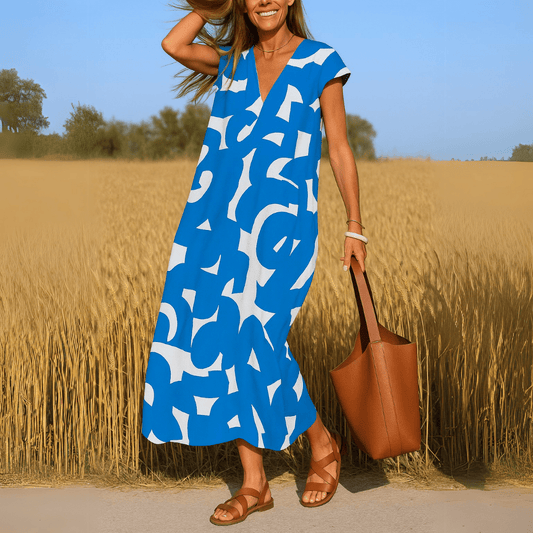 Robe Longue à Imprimé Géométrique pour Femme | Idéale pour l'Été - Emilia Lane