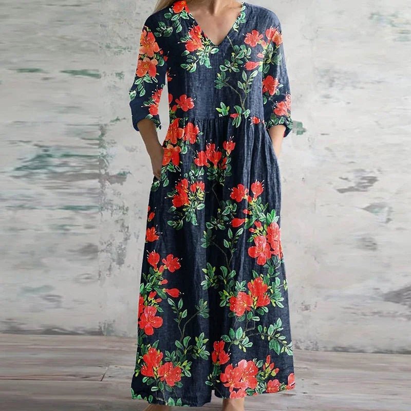 Robe longue à imprimé rétro pour femmes - Emilia Lane