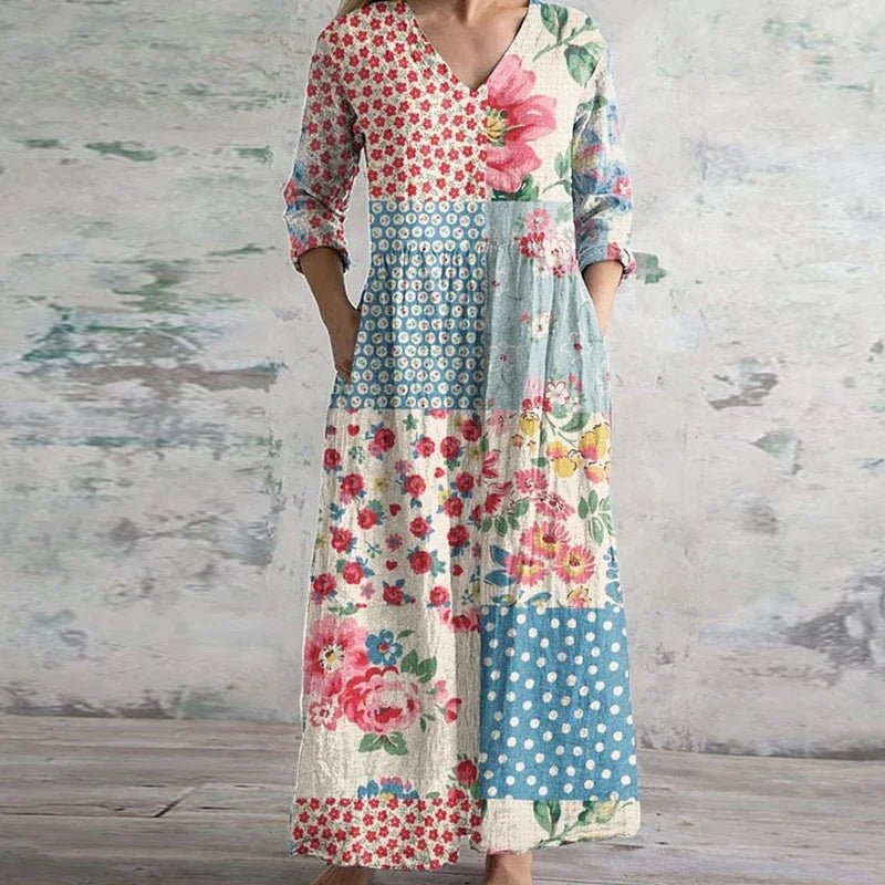 Robe longue à imprimé rétro pour femmes - Emilia Lane