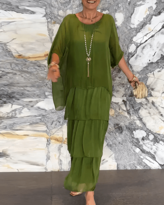 Robe Longue à Manches Chauve - Souris pour Femme | Idéale pour les Sorties - Emilia Lane
