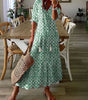 Robe longue à motifs à col V pour femmes - Emilia Lane