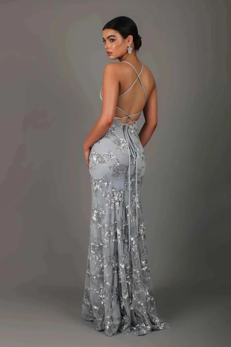 Robe Longue à Paillettes avec Bretelles et Décolleté V pour Femme | Idéale pour les Sorties - Emilia Lane