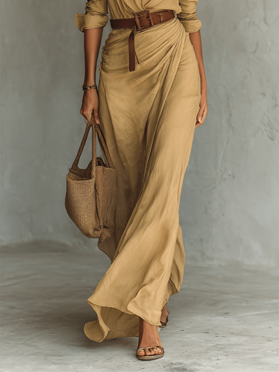 Robe Longue Asymétrique à Ceinture pour Femmes - Emilia Lane