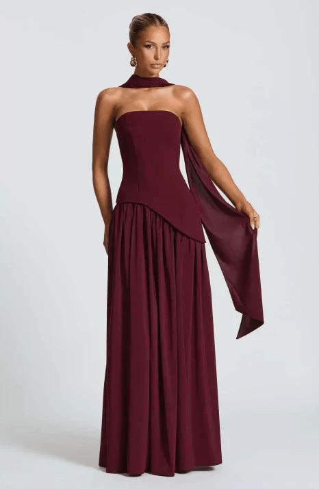 Robe Longue Asymétrique sans Bretelles pour Femme | Idéale pour les Sorties - Emilia Lane