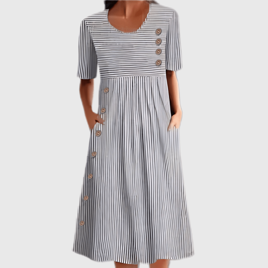 Buttoned long dress with pockets for women
