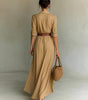 Robe Longue Ceinturée en Coton pour Femmes - Emilia Lane