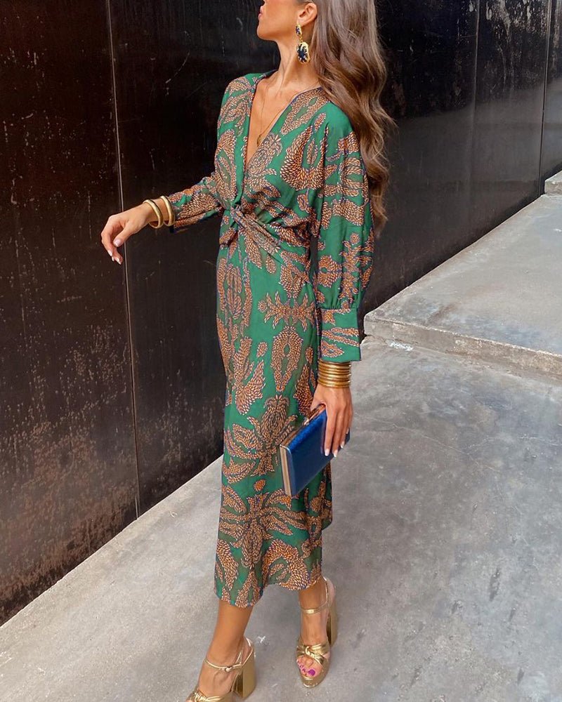 Robe Longue Droite à Col V pour Femmes - Emilia Lane
