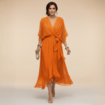 Robe Longue en Chiffon à Manches Chauve - Souris pour Femmes - Emilia Lane