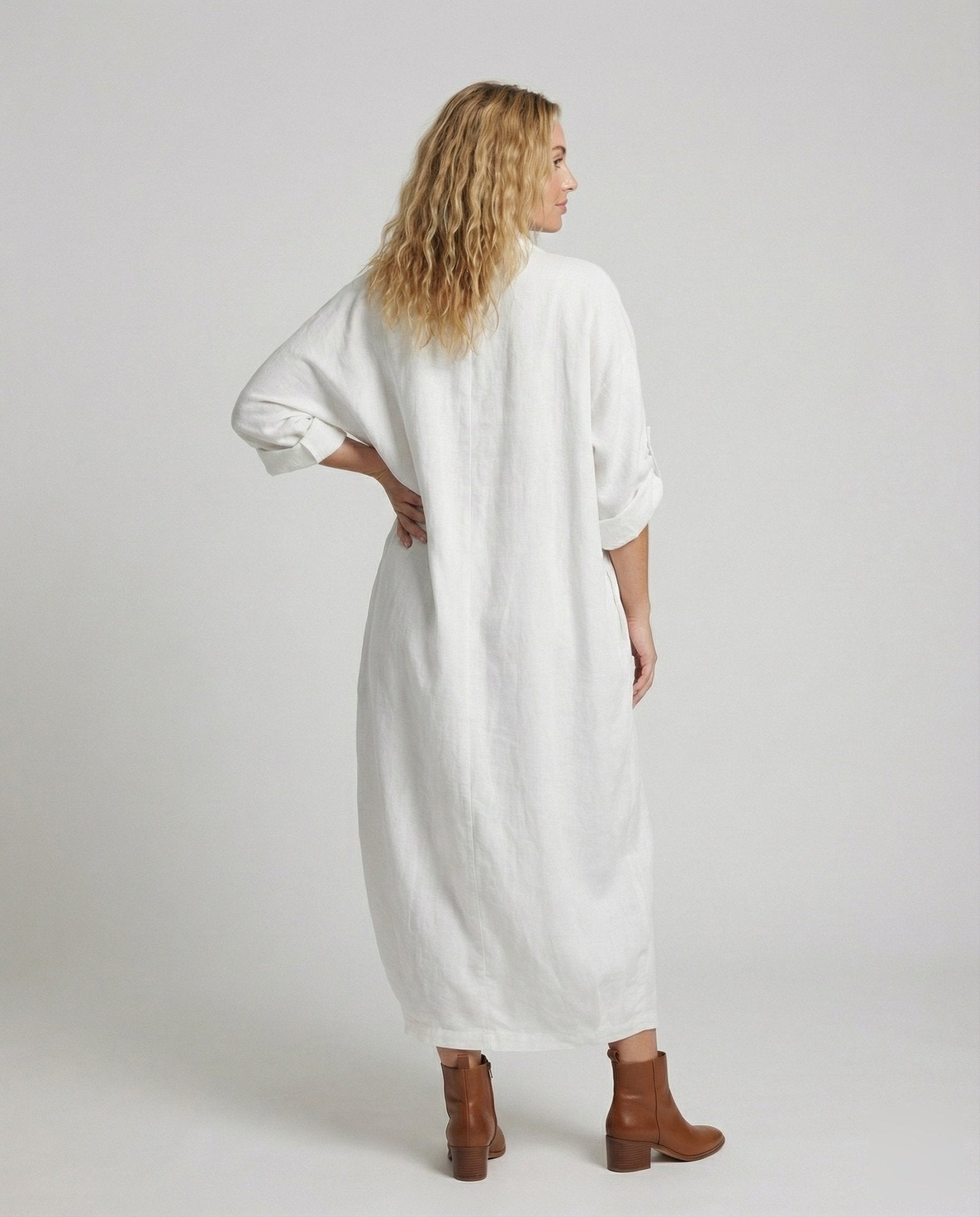 Robe Longue en Lin Moulante avec Poches pour Femme | Idéale pour les Vacances - Emilia Lane