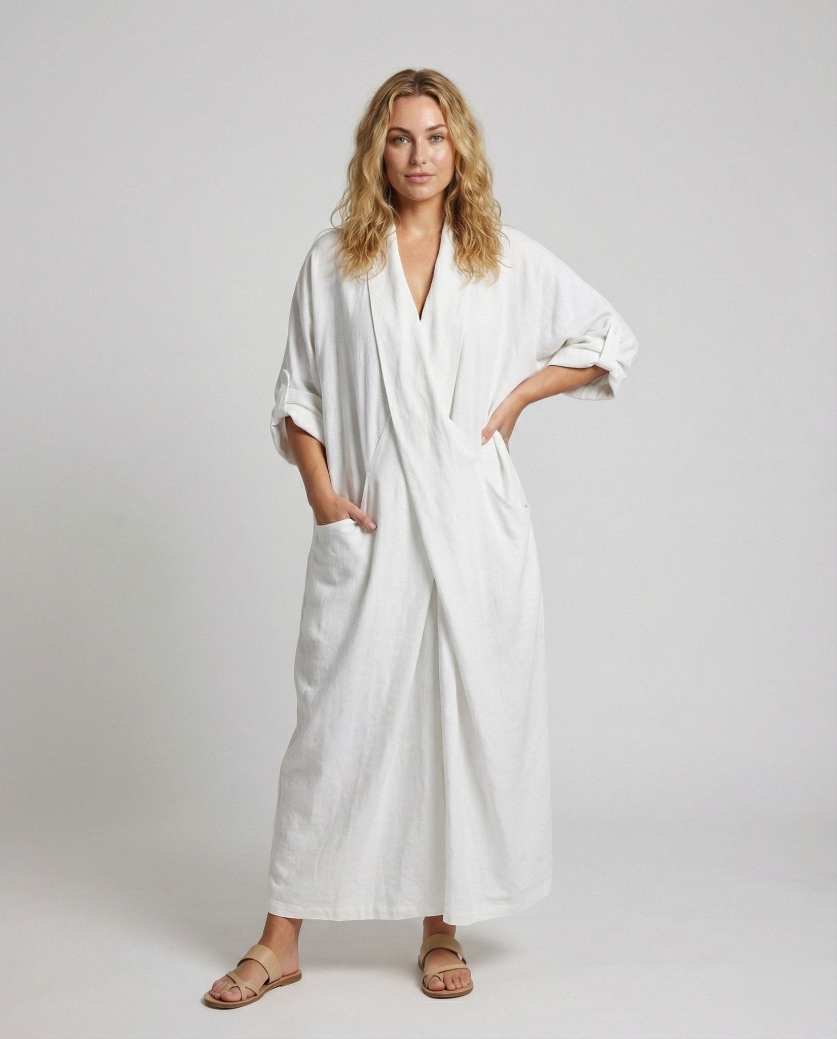 Robe Longue en Lin Moulante avec Poches pour Femme | Idéale pour les Vacances - Emilia Lane
