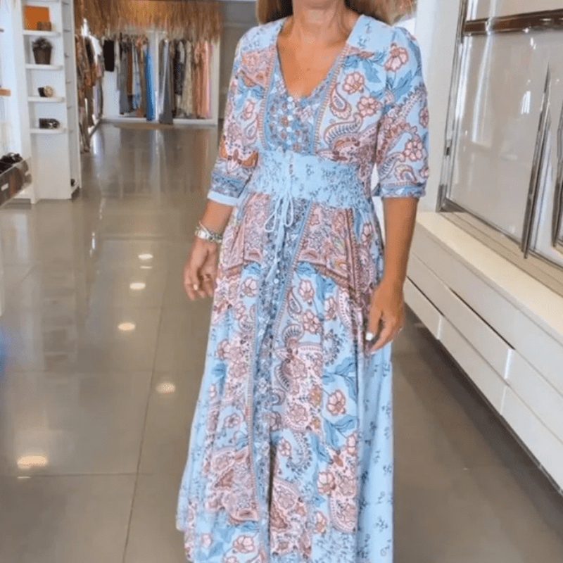 Robe Longue Imprimée à Cordon pour Femmes - Emilia Lane