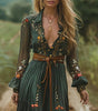 Robe longue imprimée à manches longues pour femmes - Emilia Lane