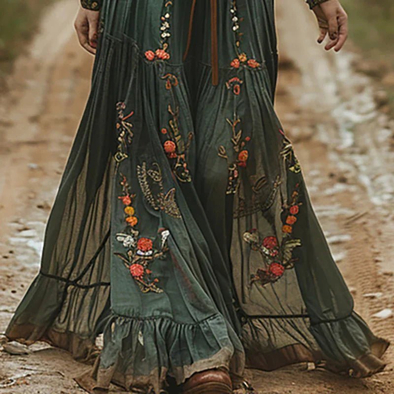 Robe longue imprimée à manches longues pour femmes - Emilia Lane