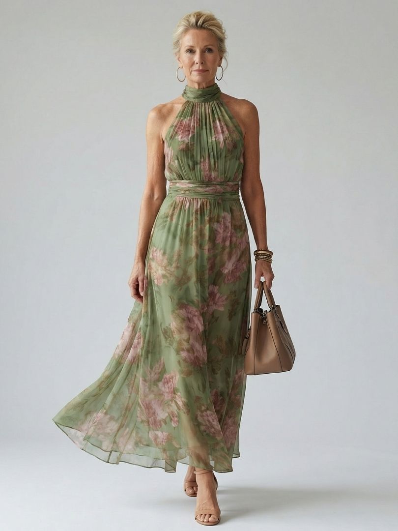 Floral Printed Long Dress for Women