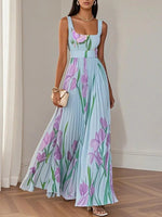 Robe longue plissée à motif floral pour femmes - Emilia Lane