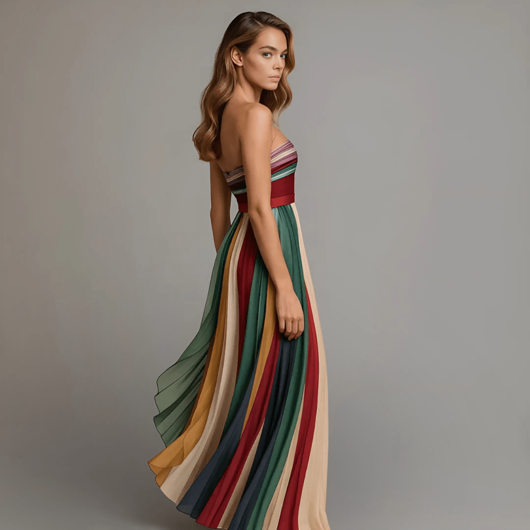 Robe Longue Plissée Sans Bretelles pour Femmes - Emilia Lane