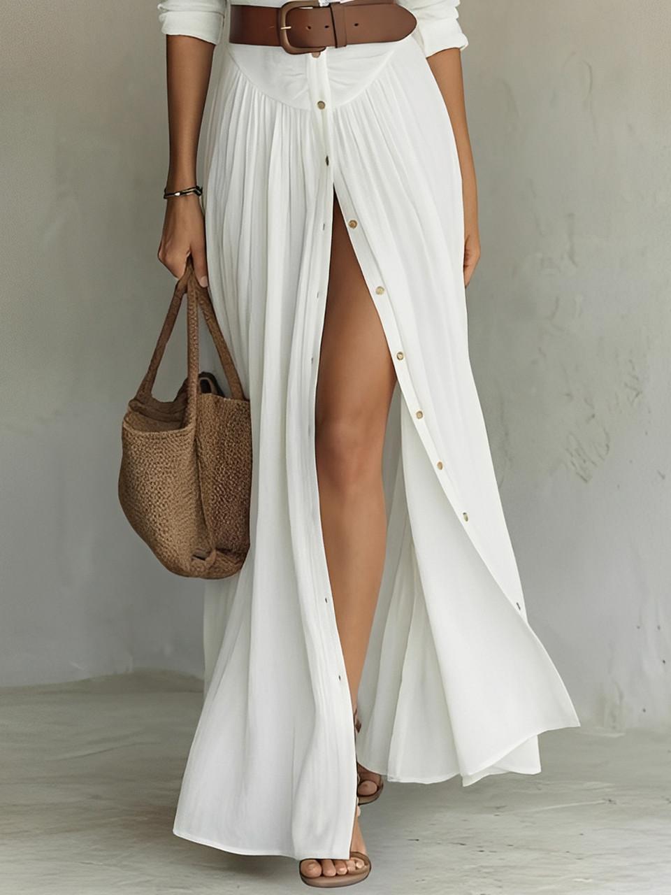 Long Linen Dress with Lapel Collar for Women | Ideal for Spring