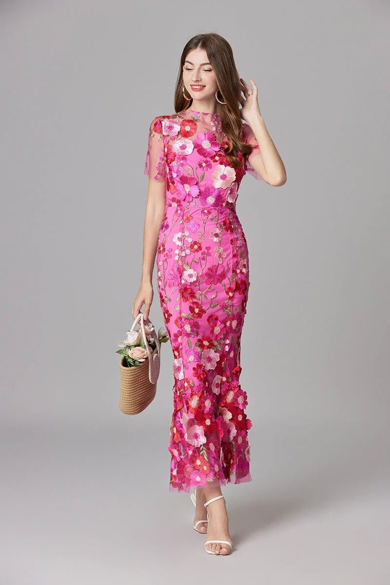 Robe Longue sans Manches à Appliqué Floral pour Femme | Idéale pour les Sorties - Emilia Lane