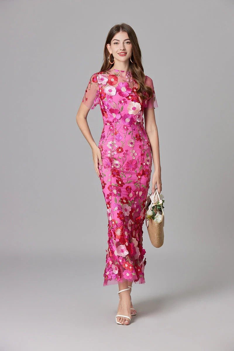 Robe Longue sans Manches à Appliqué Floral pour Femme | Idéale pour les Sorties - Emilia Lane