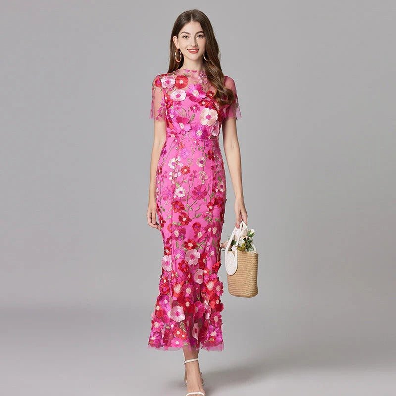 Robe Longue sans Manches à Appliqué Floral pour Femme | Idéale pour les Sorties - Emilia Lane