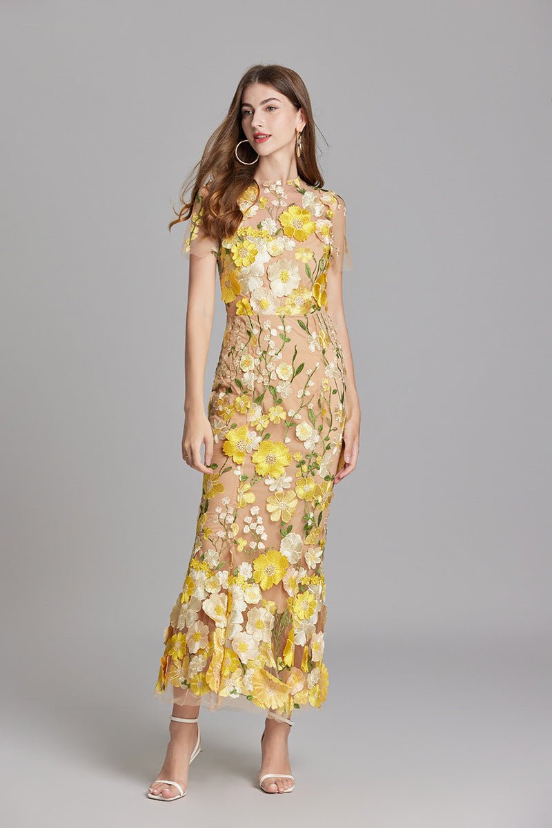 Robe Mermaid à Appliques Florales pour Femme | Idéale pour les Sorties - Emilia Lane