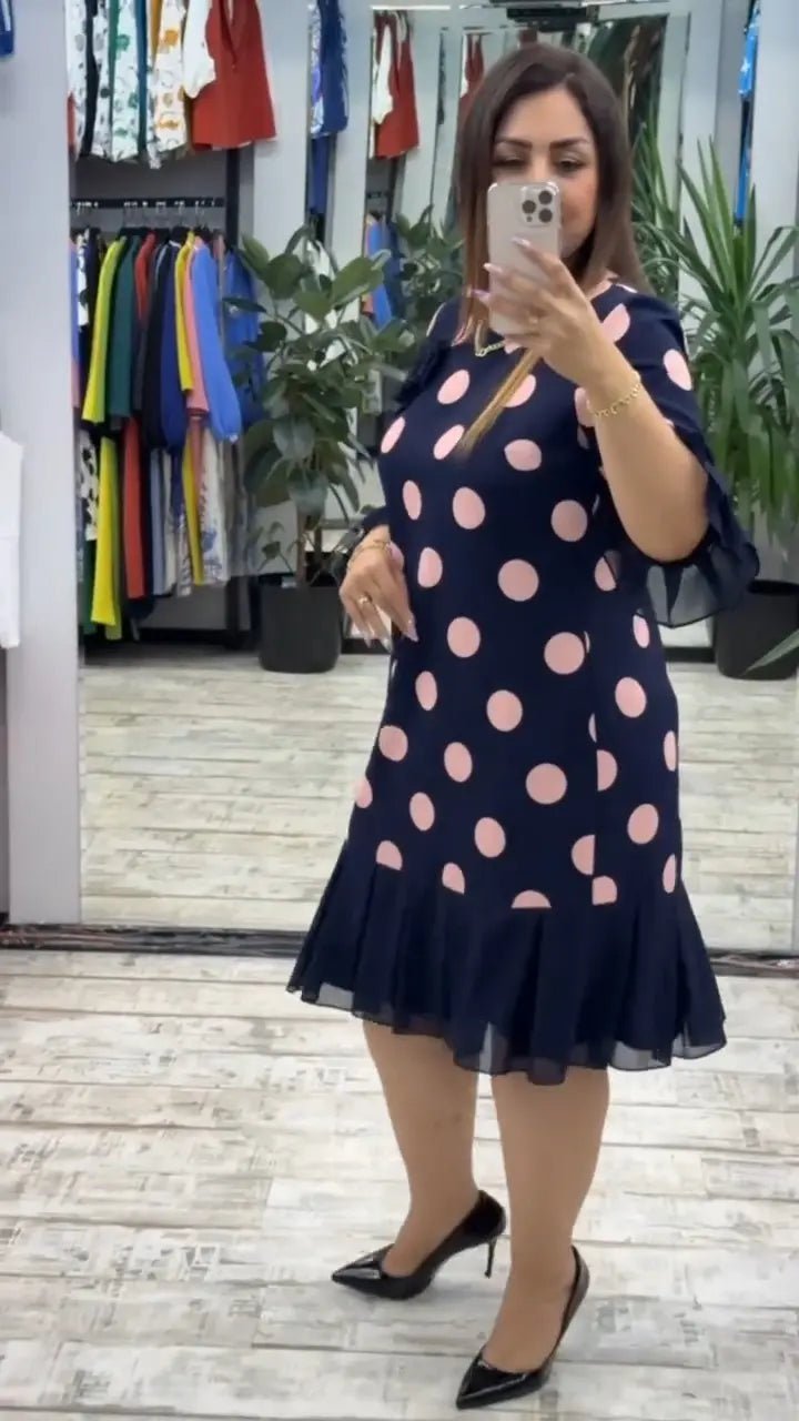 Robe mi - longue plissée à pois pour femmes - Emilia Lane