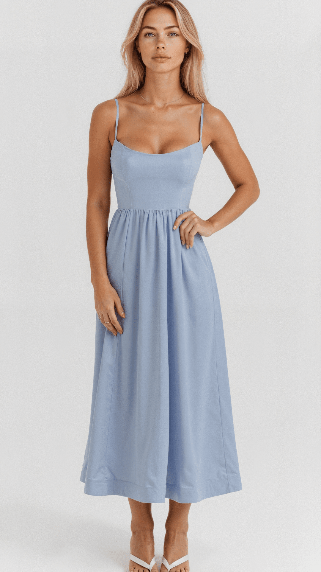 Robe Midi à Encolure Ascot et Coupe Évasée pour Femme | Idéale pour l'Été - Emilia Lane