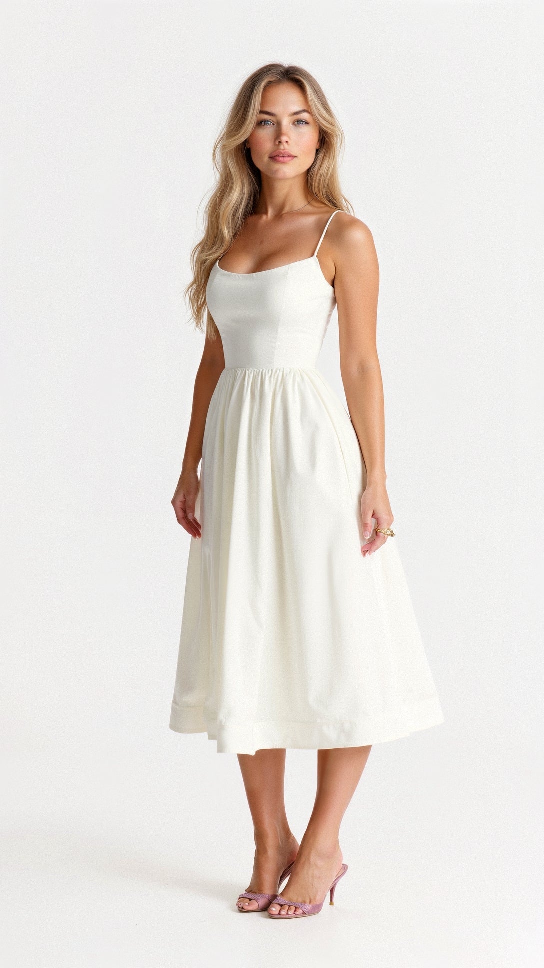 Robe Midi à Encolure Ascot et Coupe Évasée pour Femme | Idéale pour l'Été - Emilia Lane